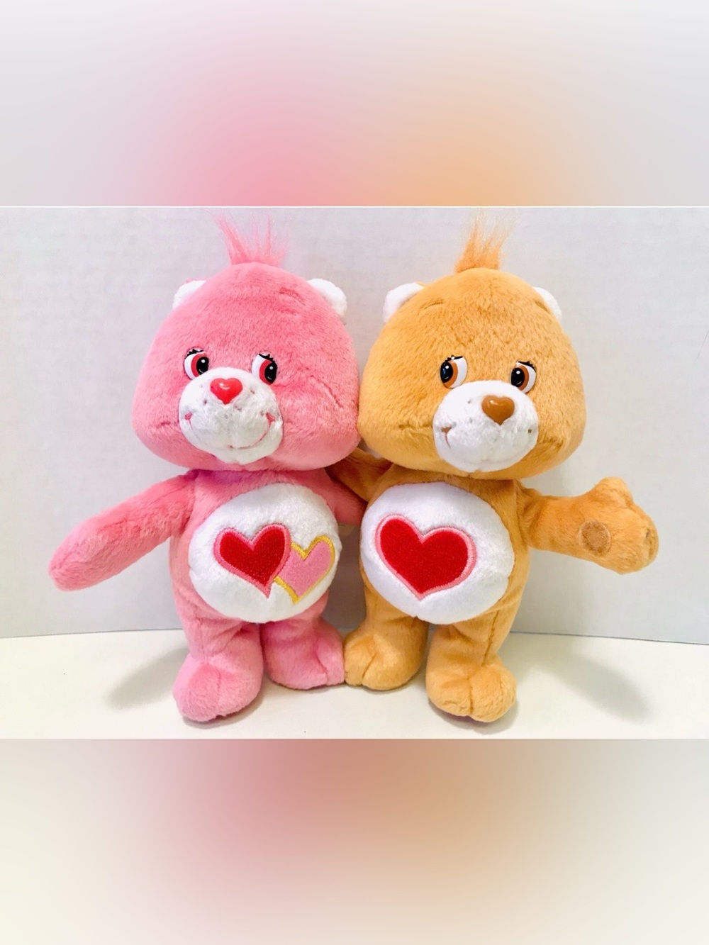 Care Bears 20th Anniversary 2002 Tender Heart & Love A Lot Cuddle Pair Plush Toy
